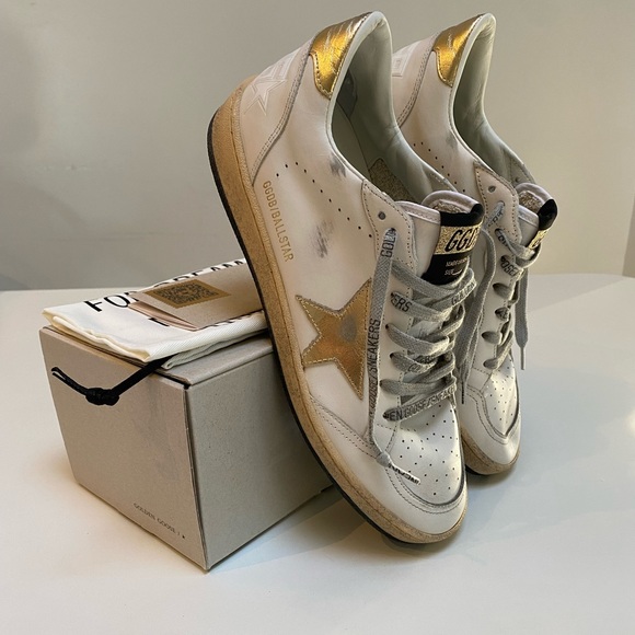 Golden Goose Ball Star Sneaker Milk White Leather/Gold sz 40 New in Box - Picture 10 of 13